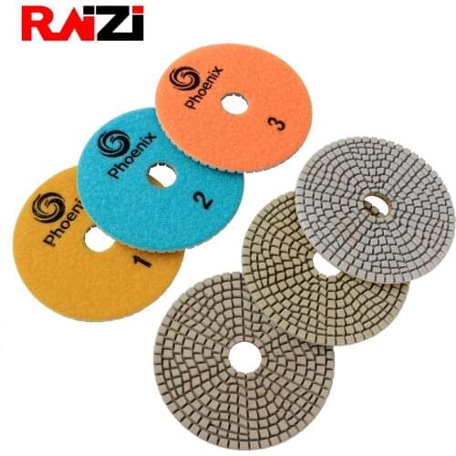 Raizi 4 Inch/100 mm 3 Step Polishing Pads Wet Marble, Engineered Stone, Granite Diamond Polishing Pads