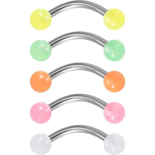 5PCS Surgical Steel Bar Lip Piercing Jewelry 16G Sexy Belly Button Ring Eyebrow Rings Piercing Curved Barbell Daith Rook Earring