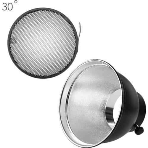 7" Standard Reflector Diffuser Lamp Shade Dish with 30 Degree Honeycomb Grid for Bowens Mount Studio Strobe Flash Speedlite