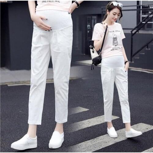 Plus Size Maternity Pants Pregnant Abdomen pants Office Bell-Bottom High Waist Solid Straight Harem Trousers for Pregnancy Women