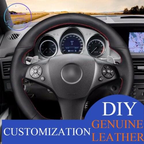 For Benz SL-CLass AMG 63 hand-sewn steering wheel cover black artificial leather anti-slip design all season