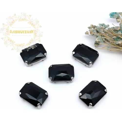 Black Rectangular Crystal Glass Sewing Rhinestones with Claw Rhinestones for Diy Dress and Bags13*18 10*14 8*10 18*25