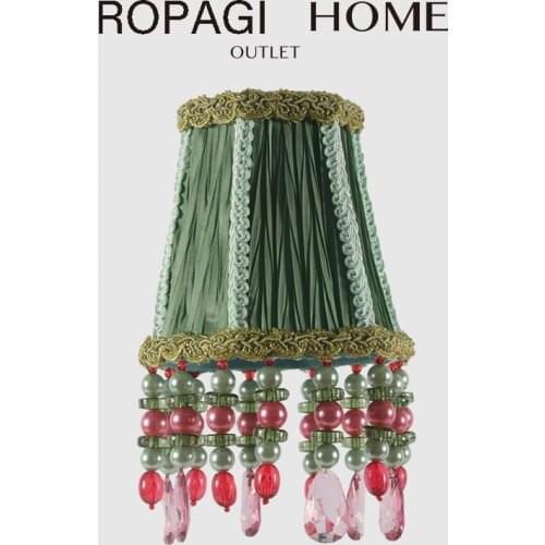 European Decorative Handmade Lamp Shade Ethnic Bohemia Style Emerald Green Living Room Bedroom Cloth Lampshades With Tassels