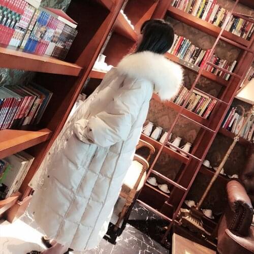 FNOCE 2020 winter new womens down jackets fashion casual elegant solid long sleeve hooded fur collar slim thick warm parka coat