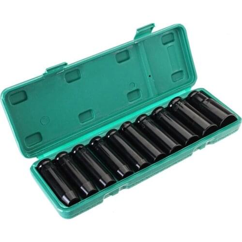 GTBL 10Pcs 8-24Mm 1/2 inch Drive Deep Impact Socket Set Heavy Metric Garage Tool For Wrench Adapter Hand Tool Set