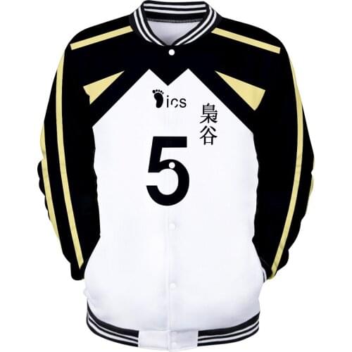 Haikyuu Anime Cosplay Costume Academy Akaashi Keiji Bokuto Koutarou Baseball Uniform Baseball Jacket Men Bomber Jacket