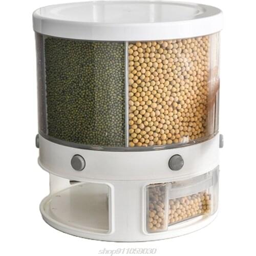 10Kg Kitchen Food Storage Container Rotating Cans for Bulk Cereals Grain Organizer Box 6-Grid Rice Bucket J22 21 Dropship