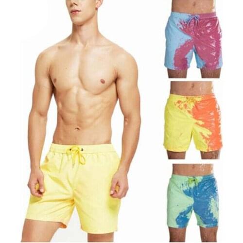 Summer Mens Swimming Shorts Temperature-Sensitive Color-Changing Beach Pants Swim Trunks Shorts Color Changing Swimwear