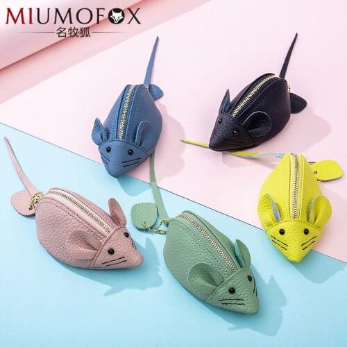 Creative Cute Mouse Mini Bag Coin Purse 2020 Fashion New Women Genuine Leather Wallet Small Money Bags Girl Purses Clutch Bags