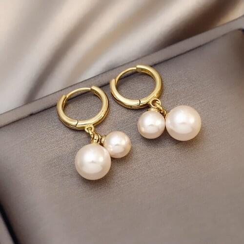 Trend Simple Geometric Pearl Earrings Japan and South Korea Retro Fashion New Temperament Sweet Earrings Gifts for Girls