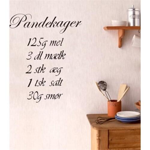 How to cook Pandekager kitchen quote wall stickers creative DIY wall decals home decor free ship vinyl wallpaper