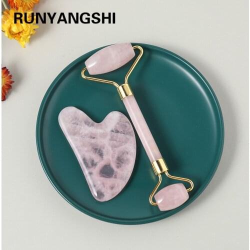 Natural crystal gemstone Rose quartz Scraping board + massager Facial massage and beauty Amethyst quartz SPA Gifts