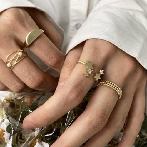 New Trendy 2021 Personality Design Finger Rings For Women Elegant Opening Matte Gold Ring Ladies Party Show Gift Jewelry