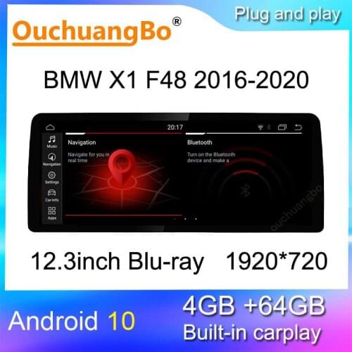 Ouchuangbo radio stereo gps for 12.3 inch BMW X1 F48 2016-2020 multimedia wireless carplay 1080P video player