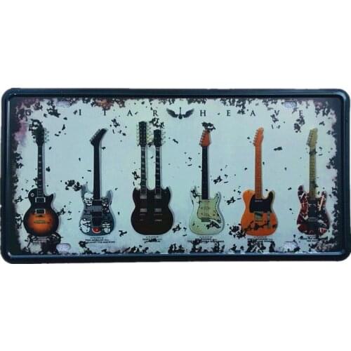 Retro License Plates Shop Signs " Guitar Music " Vintage Metal Tin Signs Garage Painting Plaque15x30cm