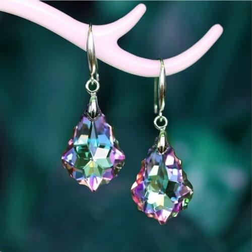 S925 silver needle crystal eardrop earrings for women colorful fashion earrings dangler earbob jewelry ear-ring wholesale