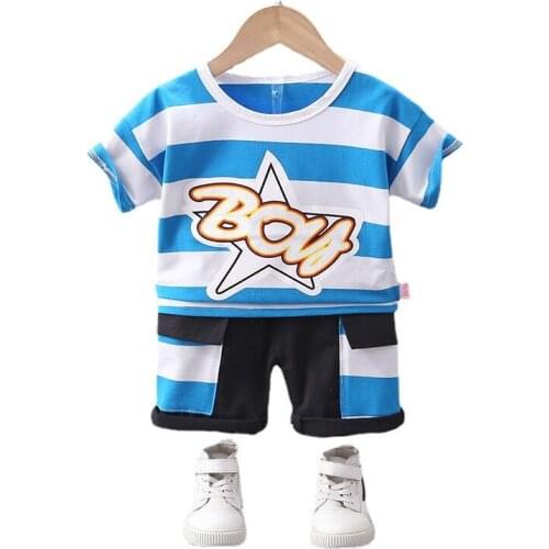 New Summer Baby Clothes Suit Children Boys Striped Casual T-Shirt Shorts 2Pcs/Sets Toddler Sport Costume Infant Kids Tracksuits