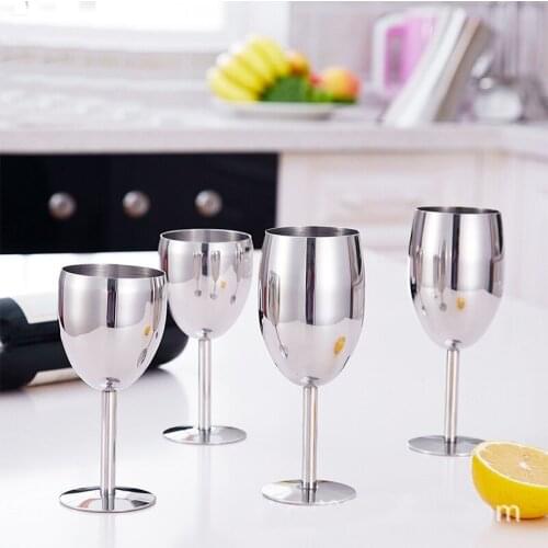 170-250ml red wine cup Stainless Steel Goblet Champagne Cup Wine Glass Cocktail Glass Metal Wine Glass for Bar Restaurant