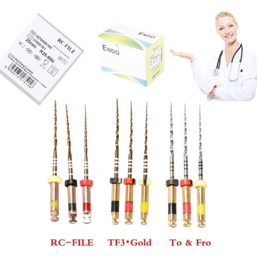 3 Type Dental Endodontic Reciprocating NITI Material Files Rotray Endo Root Canal files Instrument 25mm TF3 Gold /Assorted