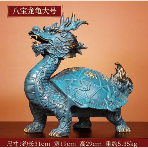 Asia HOME SHOP Company FENG SHUI Mascot exorcise evil spirit Dragon turtle bring wealth money Good luck brass Sculpture statue