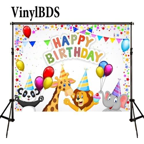 VinylBDS Birthday Photography Backdrop fundo fotografico para estudio newborn Animals Balloons Background for Photo Studio