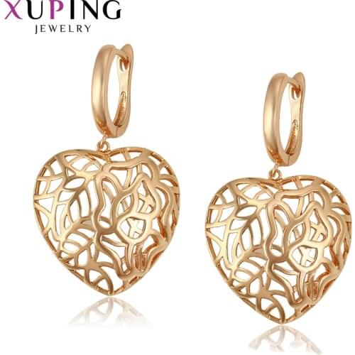 Xuping Jewelry Elegant Heart Shaped Gold Plated Earrings for Women Gift 98531