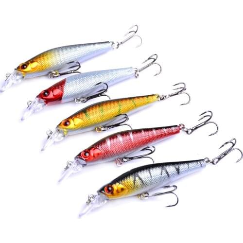 YUZI 150pcs 8cm/8.5g Minnow Fishing Lures 5 Color Crankbait Artificial Plastic Bait