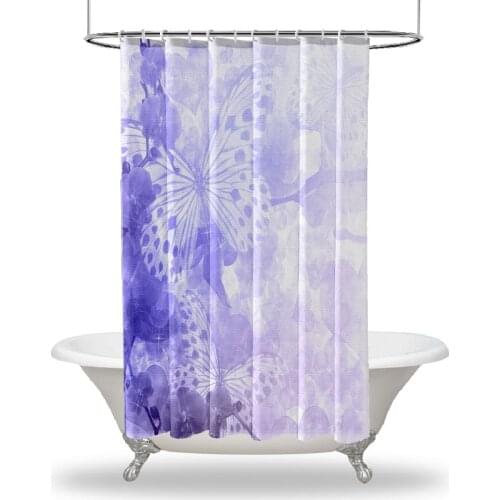 Print Floral Curtain / Waterproof Button Hole Shower Drapes for Your Bathtub,Bathroom Butterflies Orchids Flowers Garden Photo P