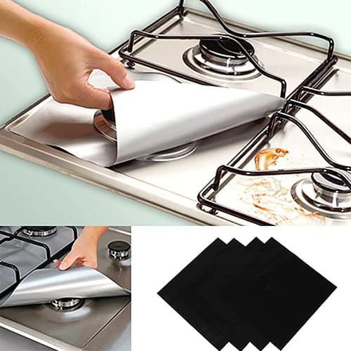 FONDANT TALK 4 Pcs Removable Easy Clean Square Foil Gas Hob Protector Liner Reusable Easy Clean Protection Pad Drop Shipping
