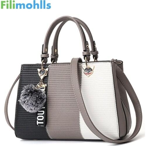 Women Hairball Ornaments Totes Patchwork Handbag Party Purse Ladies Messenger Crossbody Shoulder Bags Women Handbags S1991