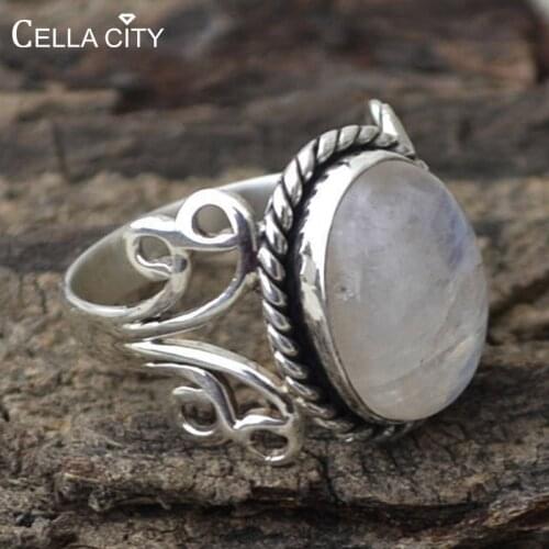 Cellacity Oval White Opal Ring for Women Thai Silver 925 Jewelry Gemstones Size6,7,8,9,10 Female Party Accessory Gift Wholesale