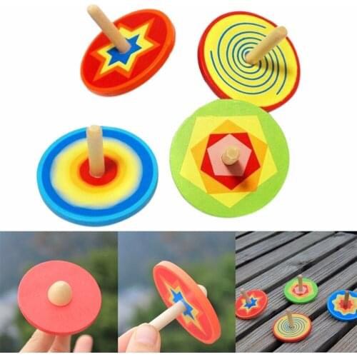 1Pcs Hot Sale Colorful Wood Spinning Top Woden Toys Intelligence Gyro Toy Classic Toys Random Color
