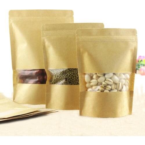 10pcs 5 size Paper Gift Bag For Tea Powder Nut Food Cookie Packaging Zip Lock Bags Gift Bag For Children