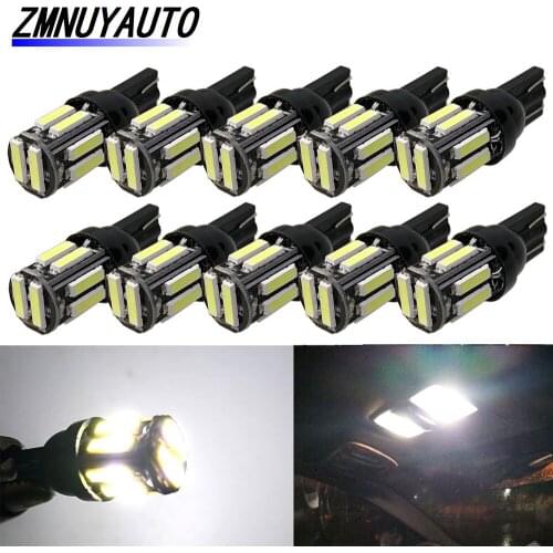10PCS T10 W5W Led Car Interior Light 7020 10SMD 194 168 LED 12V Auto Super Bright Reading Dome Lamp Wedge Turn Side Bulb 6000K