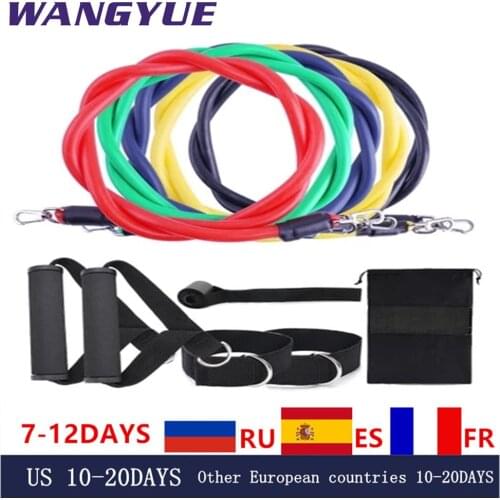 11Pcs/Set Latex Resistance Bands Gym Door Rubber Loop Tube Bands Anchor Ankle Straps With Bag Kit Set Yoga Exercise Fitness Band