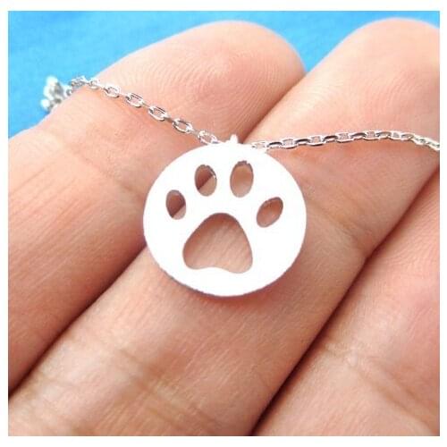 Oly2u New Arrival Dog Print Necklace Cut Bear Palm Shaped Animal paw Long Chain Pendant Necklace for women Jewelry -N186