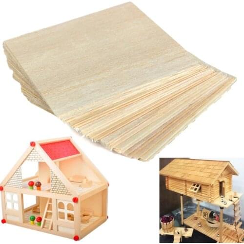 20x Wooden Plate Model Balsa Wood Sheets for DIY House Ship Aircraft 100x100x1mm