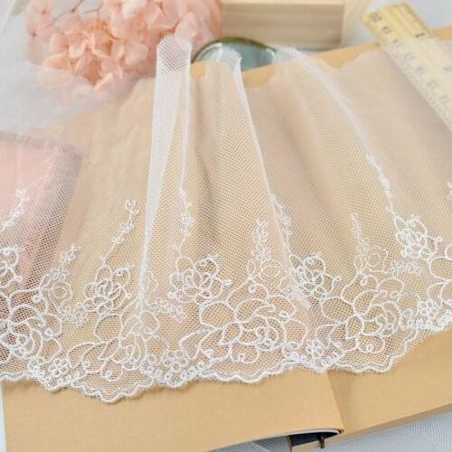 3meter/lot 14cm Simple Embroidered Flower Lace Trim Export Quality Patchwork Appliques X934