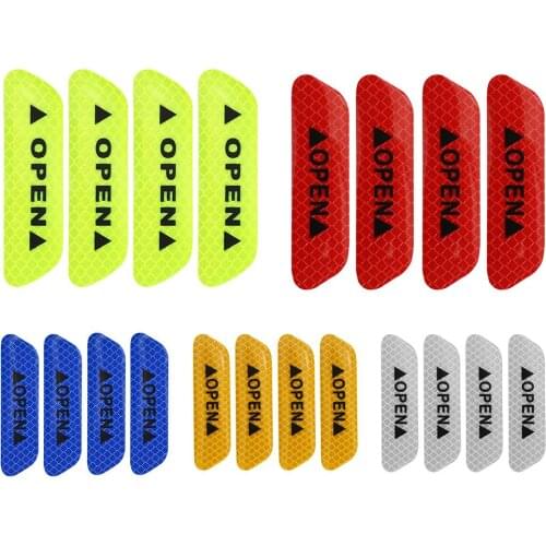 4pcs Car OPEN Reflective Tape Warning Mark Reflective Open Notice Bicycle Accessories Exterior Car Door Stickers DIY New