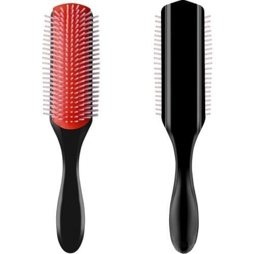 9-Rows Detangling Hair Brush Denman Detangler Hairbrush Scalp Massager Straight Curly Wet Hair Comb