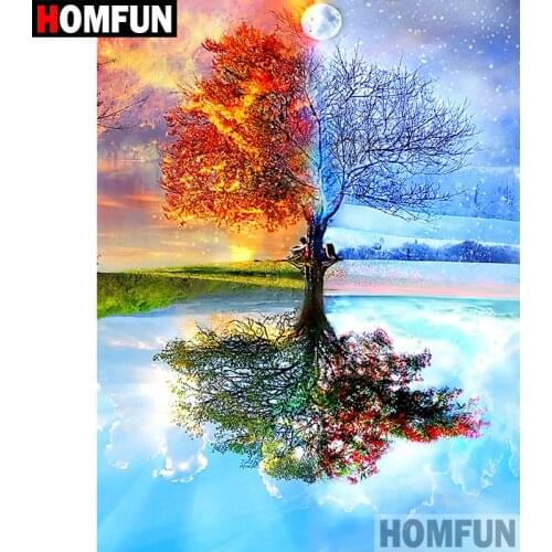 HOMFUN Full Square/Round Drill 5D DIY Diamond Painting "Four season tree" Embroidery Cross Stitch 5D Home Decor A17021