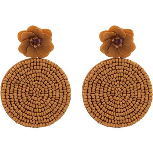 Handmade Beaded Geometric Round Big Earrings Women Indian Ethnic Statement Long ZA Earring Jewelry Female Vintage Earrings 2020