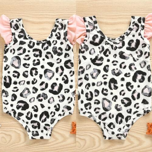 Imcute 2020 Toddler Baby Kids Girl Summer Leopard Printed Bikini Leopard Print One Piece Swimwear Swimsuit 1-6Y