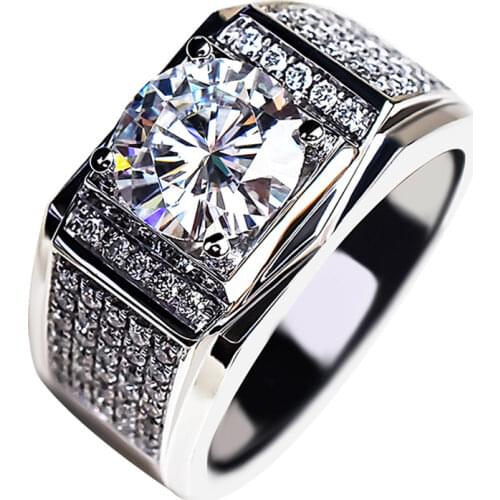 Gentleman Luxury 925 Sterling Silver Mens Rings Sunshine Classic Exquisite Engagement Wedding Party Multi-Diamond Charm Jewelry
