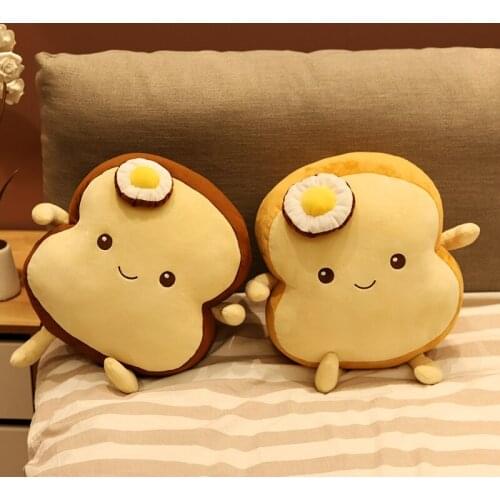 Simulation Poached Egg Bread Toast Shaped Plush Pillow Stuffed Soft Plushie Creative Food Sleeping Pillow Cushion Kids Girl Gift