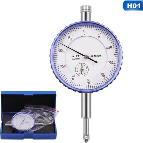 Dial Indicator 0-10mm/0.01mm Resolution Gauge mesure instrument Tool dial Mechanical Indication Strap Ear Aluminum Alloy Case