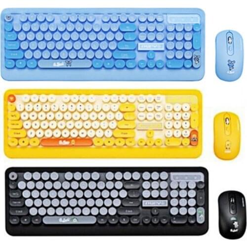 K68 Universal Convenient Cartoon Waterproof Portable USB Optical Wireless Keyboard Mouse Kit for Notebook Best Gift
