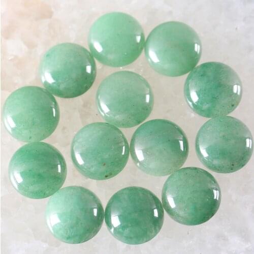 10Pcs 12MM 16MM Round Cabochon CAB Bead Natural Stone Green Aventurine No Drilled Hole Bead For DIY Jewelry Gift for Men Women