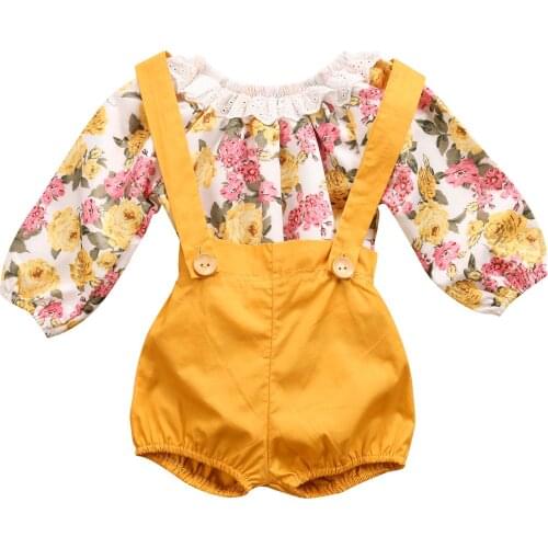 Summer Baby Girl Floral Outfits Clothes Newborn Kids Girls Princess Lace Rompers+Shorts Sunsuit Clothes Set Long Sleeve Clothing