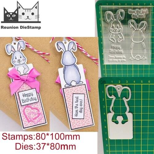 Bunny Rabbit Front and Back Tag Metal Cutting Dies and Stamps Stencil for DIY Scrapbooking Photo Album Embossing Decor Craft Die